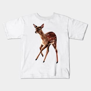 Baby fallow deer fawn ink and watercolour painting Kids T-Shirt